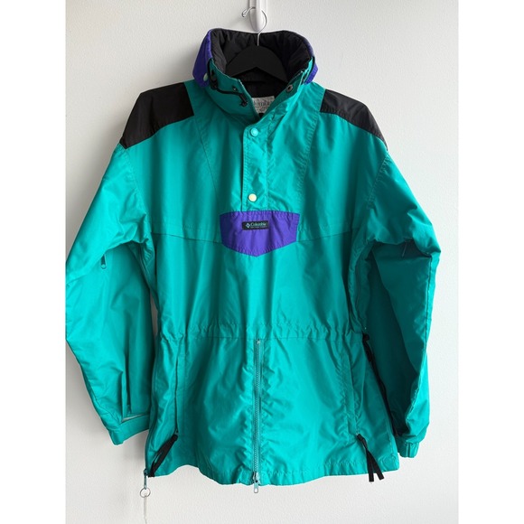 Columbia Women's M Radial Sleeve Ski Pullover Jacket Teal Purple Vintage 90s Y2K